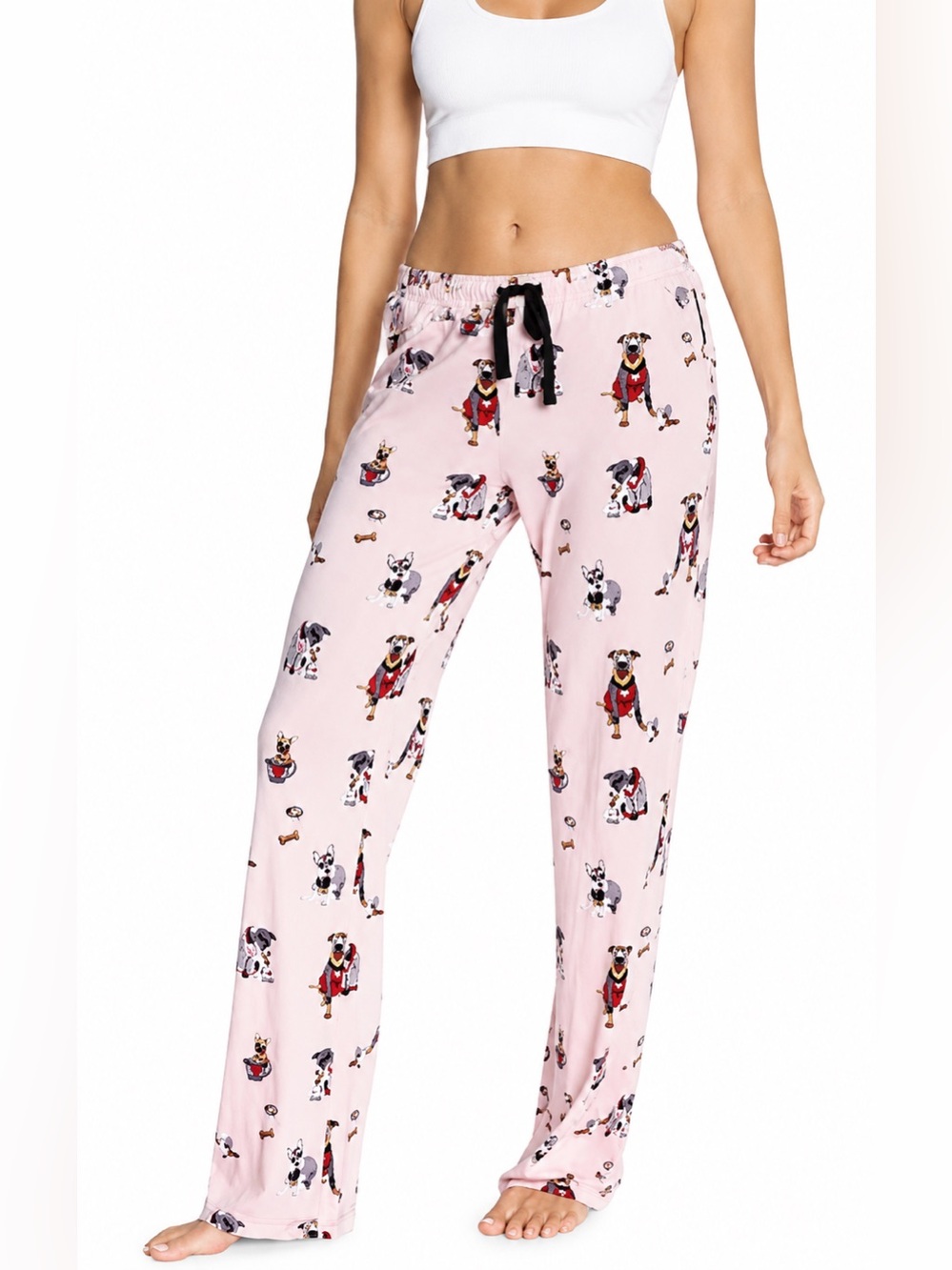 P.J. Salvage "Mornings Are Ruff" Blush Pink Dog Print Lounge Pants - Size M -NWT